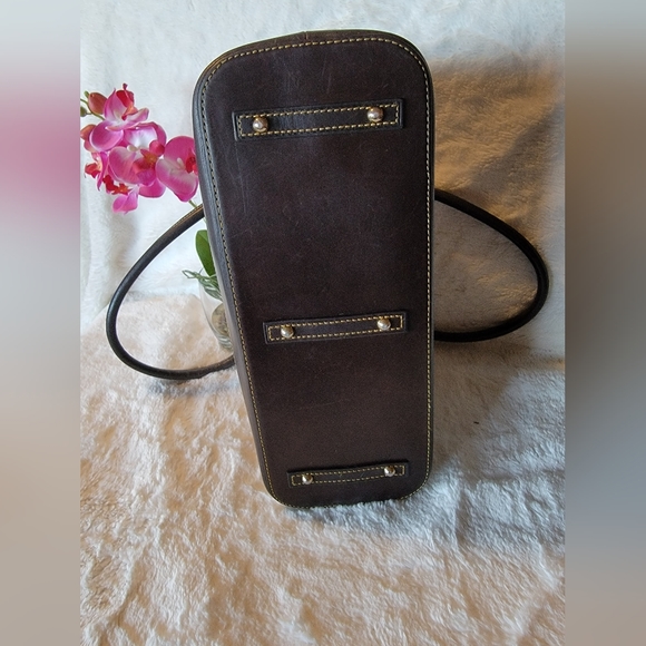 Dooney & Bourke Cognac Brown Croco Embossed Leather Domed Satchel - Picture 8 of 9